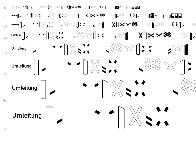 Zeichen Alt font waterfall